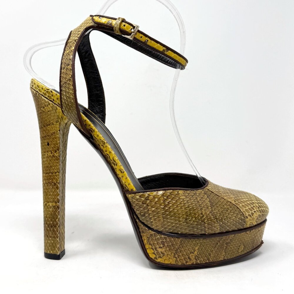 Gucci Python Platform Pumps Yellow Python Heels 3… - image 3